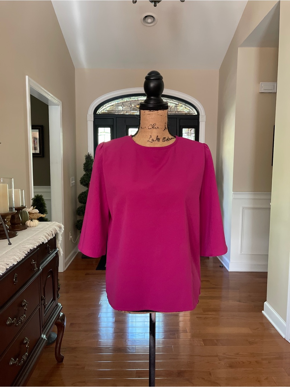 Talbots Women's Fuschia Pink 3/4 Sleeve Dressy Blouse Medium